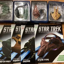 Eaglemoss Star Trek D’Kyr Romulan Bird of Prey Drone Hideki Lot x4 w/MAGAZINES picture
