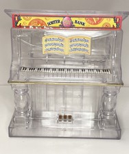 Vintage Piano Coin Sorter Bank Clear Plastic Upright Piano Music Decor picture