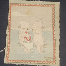 Vintage Kewpie Tobacco Felt Rose O'Neill 1914 6in X 5in. picture