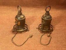 2 Antique Edison Japanned Pull Chain Lamp Sockets w 2 1/4