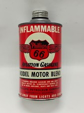 RARE Vintage Phillips 66 Petroleum Co Aviation Model Gasoline 16oz Tin Can picture