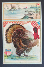 Colorful Embossed Patriotic Thanksgiving Greetings Postcard 3 picture