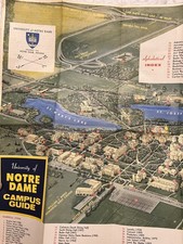 VTG MCM 1963 University of Notre Dame Campus Guide Fold Out Map Poster Irish IN picture