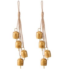 2 Pcs Vintage Gold Hanging Bells - Decorative Metal Cow Bells for Weddings, Part picture