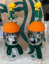 2026 Starbucks x Peanuts Snoopy  100% Authenti Glass Cup Brand NewHalloween Gif picture