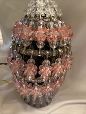 Vintage Safety Pin And Pink Bead Fairy Lamp Award Winner Dutchess County Fair picture