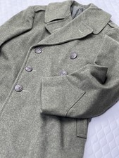 Vtg WW2 US Army M1939 Enlisted Wool Overcoat Trench Coat Greatcoat 34L 36L-Read picture