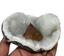 Calcite On MM Quartz Matrix Geode Rocks, Crystals And Mineral Specimens picture