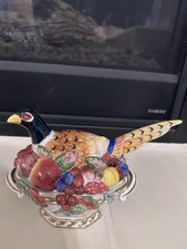 Vintage 1997 Fitz and Floyd Pheasant Wild Fowl Bird Covered Dish Small Tureen picture