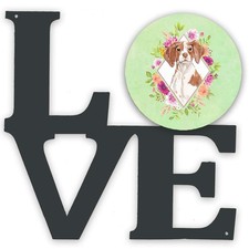 Caroline's Treasures CK4414WALV Brittany Spaniel Green Flowers Metal Wall Artwor picture