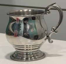Vintage Empire Pewter #895 Pedestal Baby Cup 3.25” Ornate Handle USA picture