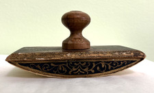 Antique Italian Florentine Wooden Rock Ink Blotter Gold Gilt & Black Scrollwork picture