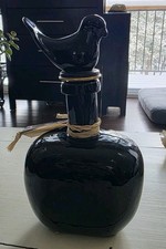 Jan Barboglio Black Glass Decanter & Bird RETIRED HTF picture