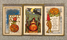 Lot of 3 Vintage Halloween Pumpkin Postcards early 1900’s picture