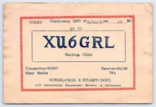 1947 Nanking China Stuart XU6GRL Ministry of Information QSL Ham Radio Card picture