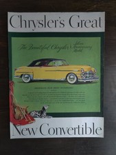 Vintage Chrysler 1948 Silver Anniversary Convertible Yellow Black Original Ad picture