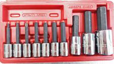 Proto USA J4900MA-TT 10pc METRIC 4-17mm HEX Socket Bit Set, 3/8, 1/2