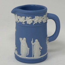 Vintage 1955 Wedgwood Blue Jasperware Miniature Creamer Pitcher England picture