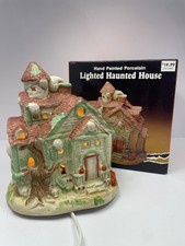 Vintage 1992 Ceramic Lighted Halloween Village Haunted House picture