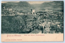 South Tyrol Italy Postcard Greetings from Obermais Merano Church Tower c1905 picture