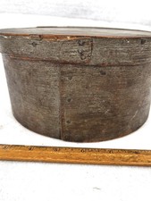 antique pantry box 8.75 x 4.25 round blue paint original signed 19thc picture