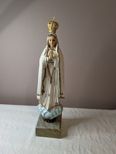 Vtg Our Lady Of Fatima 19” Statue With Crown GLASS EYES Religious Catholic  picture