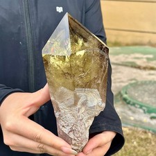2.07LB Natural yellow crystal pillar pointed stele points spiritual healing picture
