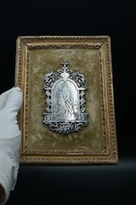 † Dated 1895 Antiq French .950 Silver Religious Plaque – Our Lady of Victories † picture