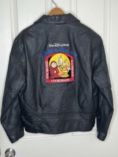 Vintage Disney World  Leather Bomber Jacket Extremely Rare 90’s Imagineers Sz M picture
