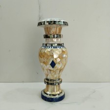 30'' Marble Flower Vase pot lapis inlay mop showpieces home decor collectible picture