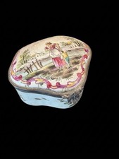 Antique French Lille 1767 Hand Painted Enamel Snuff Box Pastoral Scene picture