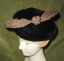 Antique 1910's Gothic Creepy BAT or Bird w red Jewel Eyes Millinery Adornment picture