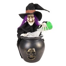 Witch Halloween Decor  Animatronic 22in LED Red Green Lights | 1ft 10in  Potion picture