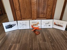 USAF Bell X-1 Experimental Desk Wood Model 1/32 Glamorous Glennis with 5 Prints picture