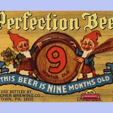 Vintage 1960s Perfection Beer Label 🍺 Horlacher Nine Months Old, Allentown PA picture