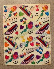 Vintage Lisa Frank Sticker Sheet S250 Heels Roses Music Notes 90s Flawed picture