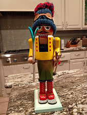 Steinbach Volkskunst German Skier Nutcracker Wood Figure w/ Skis Backpack picture