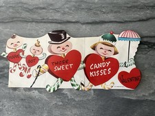 Vintage Valentine Card Anthropomorphic Sweet Candy Kisses Peppermint People picture