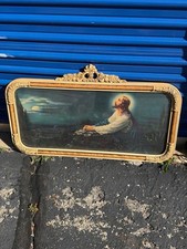 Vintage Jesus Praying in Gethsemane Framed Print Ornate Gold Tone Religious Art picture