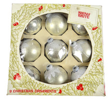 Shiny Brite VTG Atomic Floral Top Christmas Ornaments Stencil Mercury Glass picture