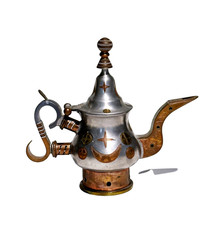 African Tuareg Tea Pot With Hand Crafted Metals Timbuktu Mali Unique Vintage picture