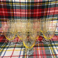 Vintage 1930s Water Goblets June Topaz (Yellow) Pattern by Fostoria Set of 9 picture