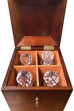 BOMBAY COMPANY Mahogany Box with 4 Beautiful Cut-Glass Crystal Decanters picture