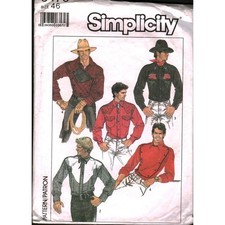 Simplicity 8473 Mens Fitted Western Shirt Sewing Pattern Size 46 Cowboy Yoke Bib picture