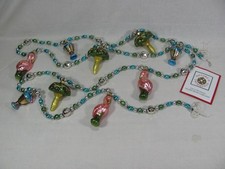 VINTAGE DILLARDS TRIMMINGS GLASS BEAD GARLAND FLAMINGOS & PALM TREES TROPICAL picture
