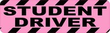 10in x 3in Pink Student Driver Bumper Magnet Car Truck Vehicle Magnetic Sign picture