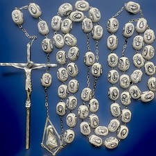 Vintage Catholic Moulded Resin 68” Large Wall Rosary, Crucifix picture