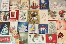 Large Lot of 55 Vintage 1930s-1960s Christmas Greeting Cards  picture