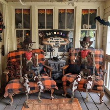 Yescom 2Pcs Halloween Life Size Cowboy Skeleton 5.6Ft Party Decor 2026 picture