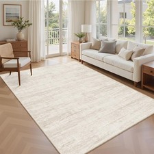 6x9 Area Rugs Living Room Rug: Washable Modern Abstract Rugs Neutral Non Slip... picture